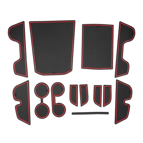 Image of CDEFG 13Pcs for 2026 Toyota Bz bZ4x Door Slot Mats Interior Inserts | for 2026 Toyota Bz bZ4x (XLE /XLE Plus /Limited) Accessories Door Slot Coverage Console Insert Pocket Rubber Set, Red