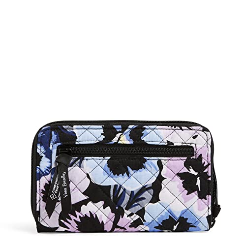 Vera Bradley Women's Cotton Turnlock Wallet With Rfid Protection, Plum Pansies - Recycled Cotton, One Size #TOP2