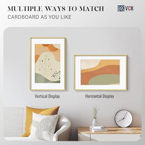 Image of VCK 16x24 Frame, Gold Metal - Matted to 12x18, 3 Pack, for Art Print