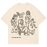 Picture of Vamtac Oversized Graphic Tees Y2k Vintage Tops for Men Women Streetwear Unisex T Shirts Beige XL