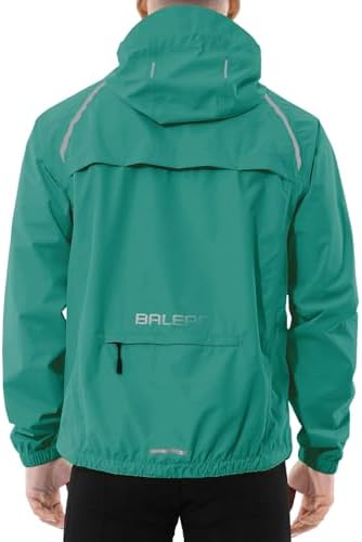 baleaf Fahrradjacke Herren Outdoor Regenjacke Wasserdicht | 5000mm Wasserdicht & 3000g/m² Atmungsaktiv Rückenbelüftung, Reflektierende, 6 Taschen, Schutzkapuze für Fahrrad Outdoor