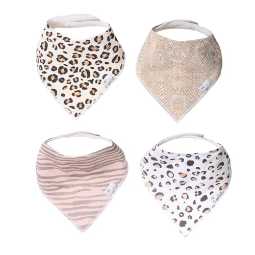 Image of Copper Pearl 4 Pack Soft Cotton Baby Bibs for Drooling and Teething, Absorbent Drool Bibs for Baby Girl and Boy, Adjustable to Fit Newborns to Toddlers, Tons of Styles (Zara)
