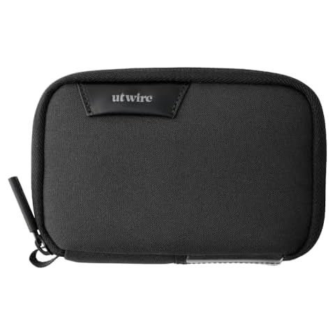 UT Wire Folio Mini Tech Pouch with Label Identification for Travel, Gym, Work Organizer for Cables Chargers, Electronic Accessories, Black Cover