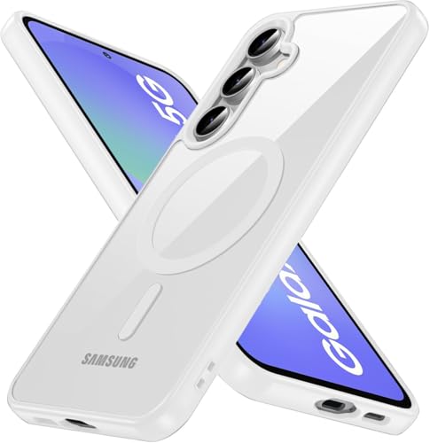 Image of DIZORO Compatible Samsung Galaxy A36 5g Case,Compatible with MagSafe, Non Yellow Military-Grade Drop Protection & Hard PC Back Cover Slim Transparent Anti-Scratch Shockproof Phone Case - White