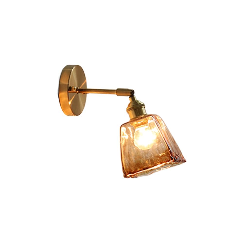 Kinkiet do sypialni, korytarza, wnętrza, nowoczesny, vintage, industrialny, mosiądz, regulowany klosz szklany, lampa E27 z przełącznikiem łańcuszkowym, do salonu, gabinetu