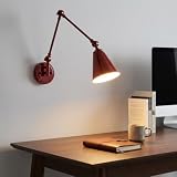 BARCELONA LED Aplique de Pared Rojo Vintage con Brazo Ajustable, Aluminio de Gran Tamaño, Estilo Clásico y Moderno para Dormitorio, Sala o Espacio Diseño Retro e Industrial Elegante