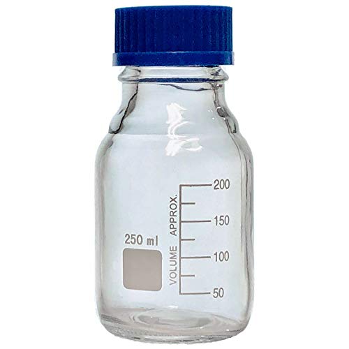 Karter Scientific 250ml Glass Media Storage Bottles, Round, with GL45 Screw Cap, 232H4 (Single)