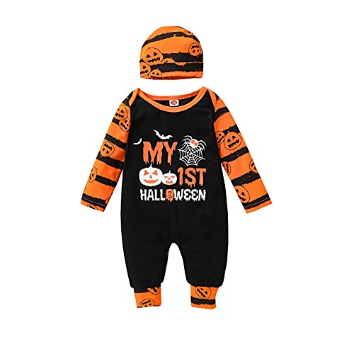 Image of Thorn Tree Infant Newborn Baby Girl Boy Long Sleeve Romper Unisex Baby Halloween Outfits 2Pcs Hat+Jumpsuit Clothes Set
