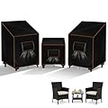 SUNICO 3 PCS Outdoor Furniture Covers, Patio Set Covers 420D Waterproof, Fit Patio Furniture Outdoor Bistro Set for 2 Chairs and Side Table, Black