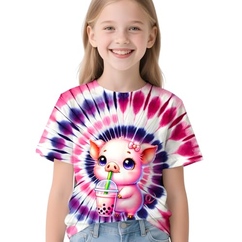 Image of Kids Neon Tie Dye Shirt for Boys Girls Tie-Dye T-Shirt Hippes Tshirt Senior Children Tee Size 6-16 Years Age