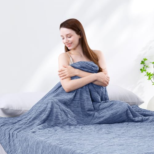 Image of Elegear Cooling Comforter Queen Absorbs Body Heat to Keep Cool, Cooling Blanket for Hot Sleepers Japanese Arc-Chill 3.0 Cool Tech Fabric Summer Comforter Hypo-Allergenic Cooling Quilt-Blue, 200x220cm
