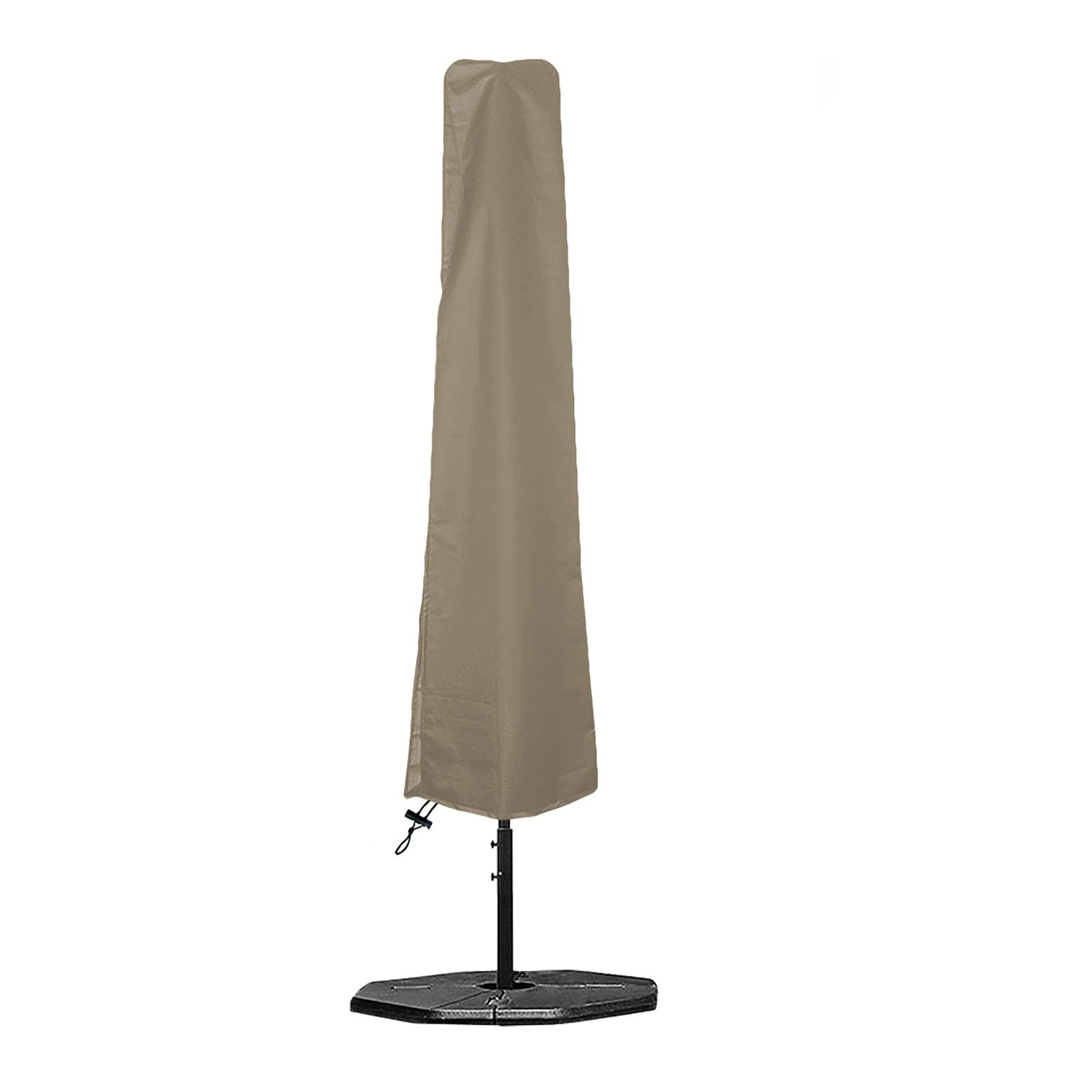 Pokrowiec na parasol na patio na zewnątrz 350 ml wodoodporny - 100% odporny na promieniowanie UV i warunki atmosferyczne pokrowiec na parasol - wytrzymałe pokrowce na meble na patio z kieszeniami powietrznymi i sznurkiem do wygodnego dopasowania (beżowy)