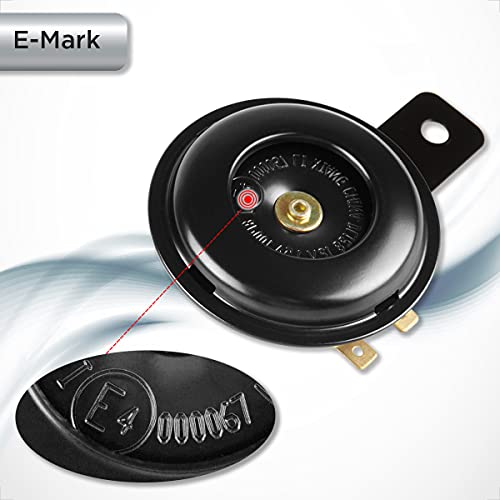 E-MARK E-getest volgens claxon 12V signaalhoorn voor motorvoertuig auto vrachtwagen bromfiets roller scooter ATV zwart gecoat metaal - Image 3