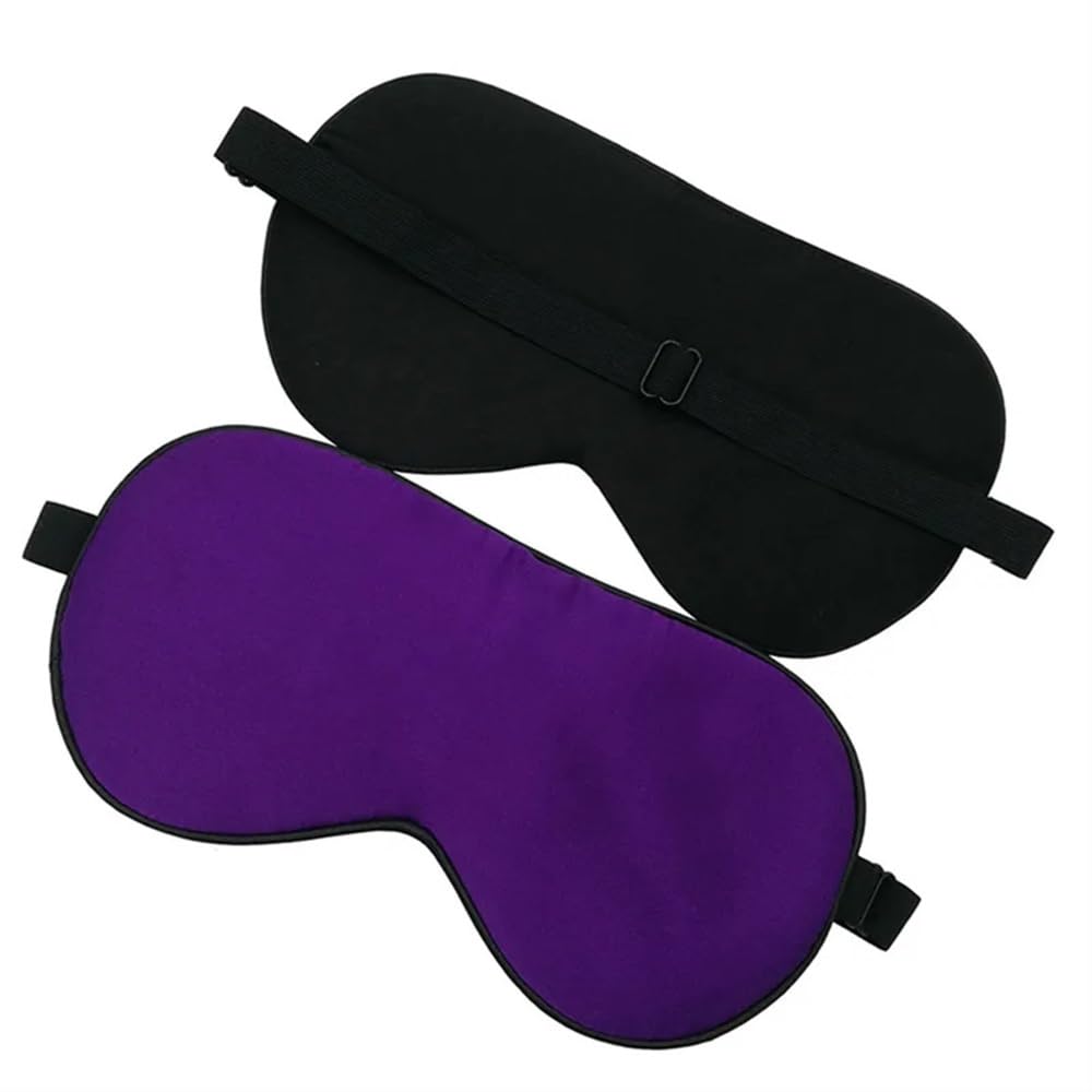 Mascherina per occhi in seta di gelso, per adulti, morbida, liscia, con fascia elastica per dormire, 4 pezzi, viola