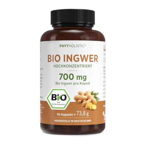Bio Ingwer Kapseln Hochdosiert 700mg - 3 Monatsvorrat Vegan, PHYTHOLISTIC® – Ansicht 1