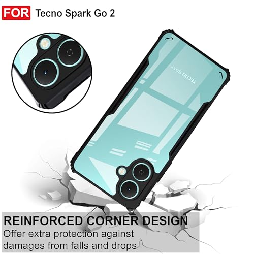 Image of Zapcase Back Case Cover for Tecno Spark GO 2| Compatible for Tecno Spark GO 2 Back Cover | Clear Case with Camera Protection | (TPU + PC | Matte Black)