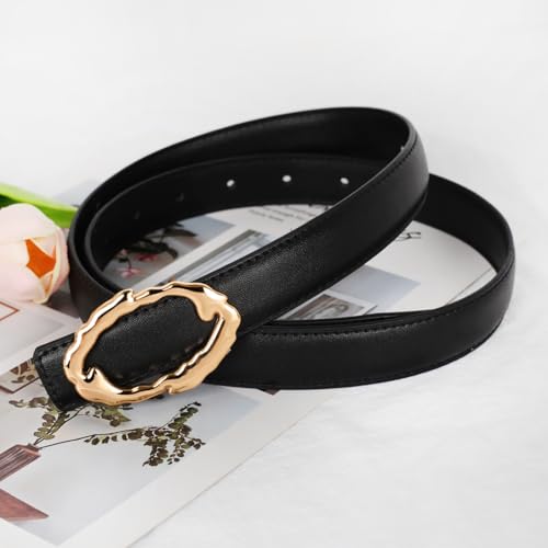 Image of Aurolran Women's Leather Belt with Buckle - Ideal for Dresses, Jeans, and Coats