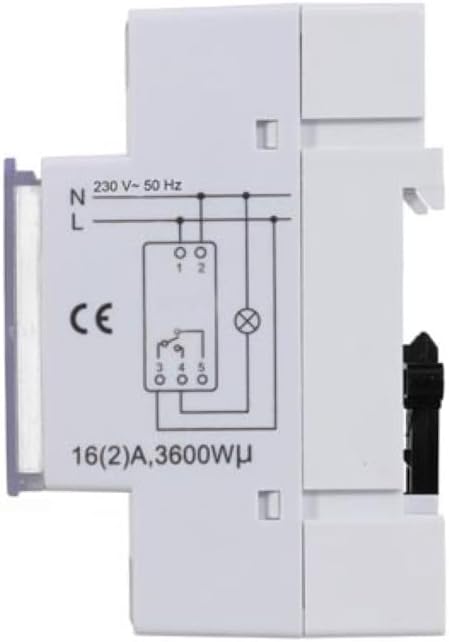 Samping view of Perel EDIN305N Digital Weekly Timer with wiring diagram.