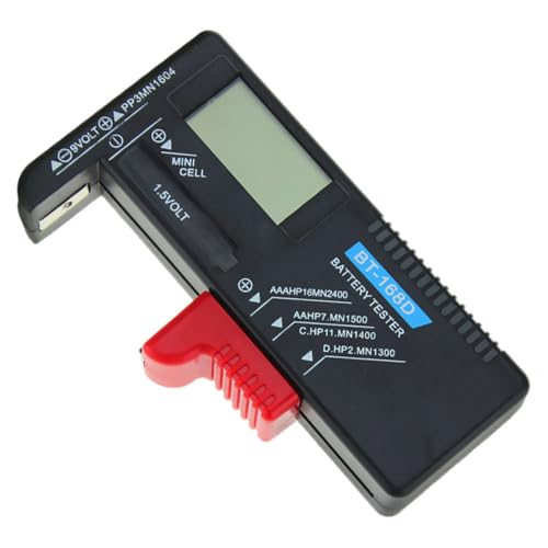 FRCOLOR Portable Digital Battery Tester 1-9v Battery Capacity Monitor Meter for Household and Travel Use with LCD Display Black