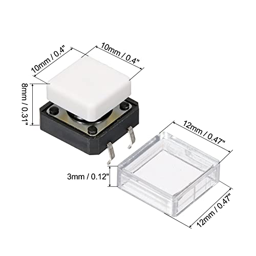 Interruptor de botón táctil 12x12x8mm con tapas para proyectos de electrónica 2