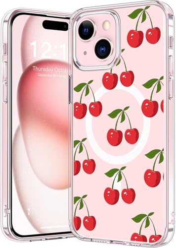 Houdqklee Magnetic for iPhone 14 Plus/15 Plus Case, Cute Girly Cherry-A Phone Case Compatible with MagSafe, Clear Soft Slim Fit Shockproof Protective Case for Women Girls for iPhone 14 Plus - image 1