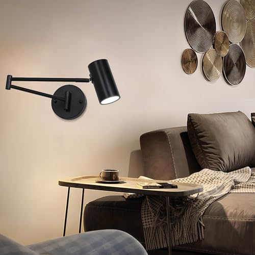 Image of Swing Arm Wall Lamp 5W LED 3000k Warm White for Living Room, Indoor Metal Wall Light with Adjustable Lighting Angle for Bedroom, Study Room, Hotel