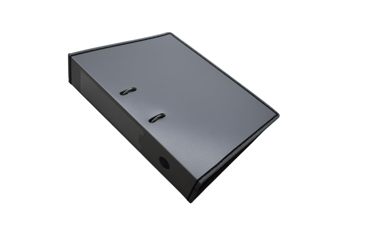 LC Plastic Lever Arch File Folder with Pipping, Index File, Box File for Legal, FC, and A4 Papers (1, Grey)