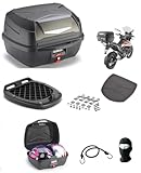 MONOLOCK 45-LITER-TOP-CASE, SCHWARZ, MIT OBEREINSATZ IN SATIN-SILBER-FARBE LACKIERT. INKLUSIVE PLATTE, UNIVERSAL-MONTAGESATZ MONOLOCK 45-Liter-Topcase, schwarz, mit satiniertem Obereinsatz in Silber lackiert. Inklusive Platte und Universal-Montagesatz Es kann zwei Integralhelme enthalten. K45N-Kofferraum mit Universalplatte ausgestattet Für alle Roller und Motorräder mit Gepäckträger KOSTENLOSE Sturmhaube Sturmhaube + Federkabel mit Stahlhaken