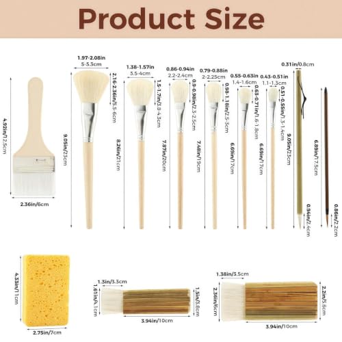 Cepillos de esmalte de cerámica y pintura acrílica para talleres caseros en set de 12 piezas 7