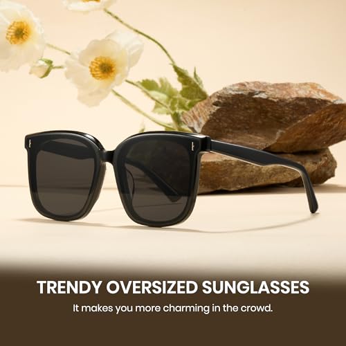Image of Cyxus Polarized Rectangular Sunglasses Acetate Frame UV400 Protection Stylish Shades Women Men P1224