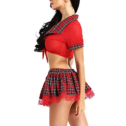 Mujer Ropa de Dormir Conjunto Atractiva Tentacion Uniforme Bodysuit Falda +Camisa Erótica Picardias Disfraces Escolar Uniforme Colegiala Atractiva MMUJERY