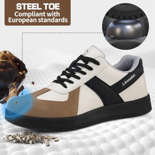 Image of Steel Toe Shoes for Women and Men, Lightweight Safety Work Shoes, Puncture Resistant Cushioned Low Top Work Sneakers for Warehouse Factory Construction