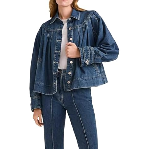 EZAPINE Women's Cropped Denim Jacket with Pockets Cover
