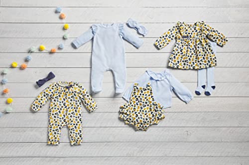 Mud Pie Baby Girl Leopard Bodysuit And Headband Set, Blue/Mustard, 6-9 Months #TOP1