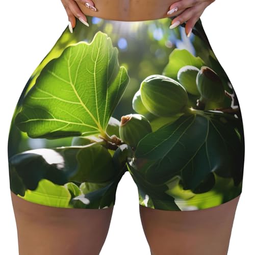 fig Pattern Sports Shorts, high Elastic Slim Fitness Pants, Suitable for Yoga/Leisure/Daily wear