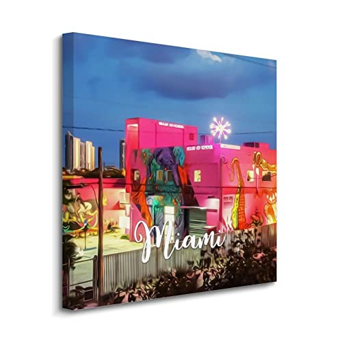 Décoration murale Miami paysage urbain tableau toile imprimée Floride salon 50x50