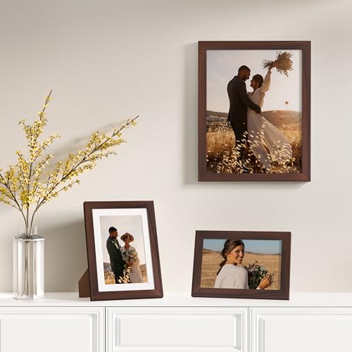 Image of Vittanly 12 Pack Picture Frames Collage Wall Decor for Mounting or Tabletop Display, Gallery Wall Frame Set for Family, Multi Sizes Including 8x10, 5x7, 4x6, Light Brown