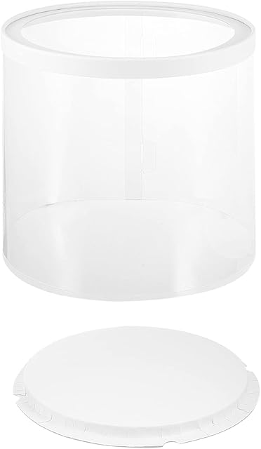 DOITOOL Round Bakery Case Round Cake Box with Lid, Cake Carrier Holder Containers Large, Transparent Cake Box Tall for Home Party, Holiday Party and Bakery (11in) 2 Tier Transparent Box