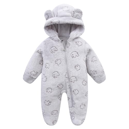 Image of Baby Fleece Jumpsuit for 0-3 Months Infant Bear Snowsuit Newborn Romper Warm Coat