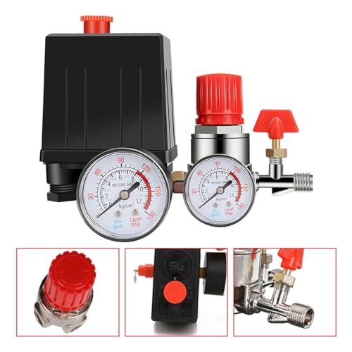 Interruptor de presión para compresor aire con válvula seguridad y piezas BSP 1/4" 6
