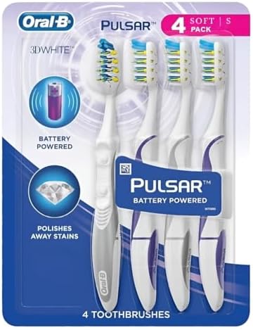 Oral B 3D White Luxe 4 Pack Pulsar Battery Powered Toothbrushes