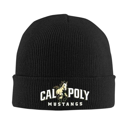 Cal Poly Mustangs Beanie Hat for Men and Women Winter Warm Hats Knit Slouchy Thick Skull Cap Black
