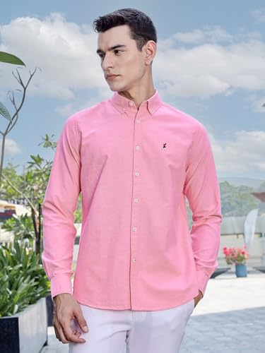 Image of Thomas Scott Men's Cricket Club Collection Classic Regular Fit Twill Shirt | 100% Cotton Long Sleeve Solid Shirt with Button Down Collar (Available in Plus Size)