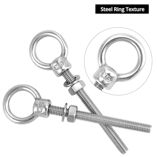 QWORK® 6 Stück Ösenschrauben, M6x60mm Ringschraube aus Edelstahl, Augenschraube, für Befestigung und Aufhängung