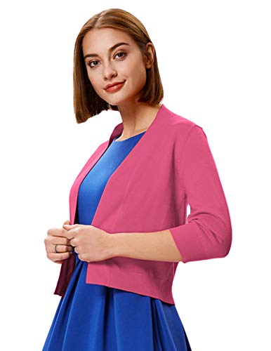 GRACE KARIN Women 2 Pack 3/4 Sleeve Cardigan Sweater Cropped Shrug for Dress Tops S-2XL4