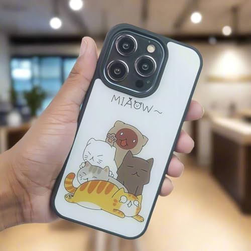 Image of PEEPERLY Back Cover Case for iPhone 13 Pro Max Scratch Resistant Anti-Slip TPU Shockproof Protective Durable Meow Tastic Cat Illustration Case for Girls & Women(Pattern2)