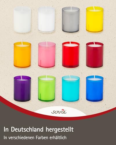 Refill Kerzen Gelb 24 Stück - Kerze in Kunststoff-Hülle - ca. 24 Stunden Brenndauer - Kerzen Deko Innen & Außen - Schützt Glas & Dekoration – Bild 7