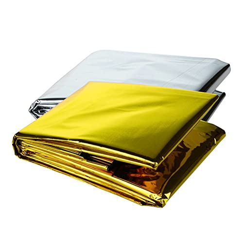 Emergency Shelter Sets, Survival Shelter 1 Survival Tent 1 Mylar Blankets 1 Emergency Sleeping Bag 1 Poncho for Outdoor Carcar Kits, Camping, Hiking (Orange)