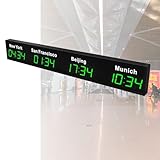 Orologio da parete digitale a LED con fusi orari multipli per affari e viaggi globali