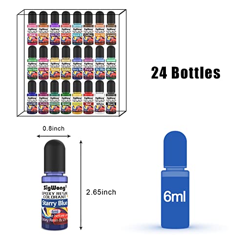 Epoxy-Resin-Pigment-24-Colors-Liquid-Translucent-Epoxy-Resin-Colorant-Highly-Concentrated-Epoxy-Resin-Dye-for-DIY-Jewelry-Making-Paint-Craft-6ml-Each-with-6-Colors-Resin-Glitter